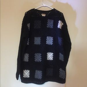 Vintage oversized ESPRIT wool crochet sweater L